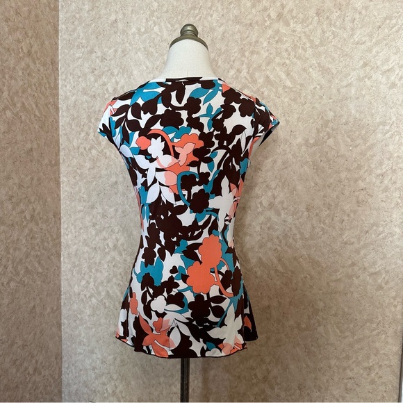 VTG Y2K 2000s Floral Wrap Style Wooden Buckle Blouse - Picture 3 of 8